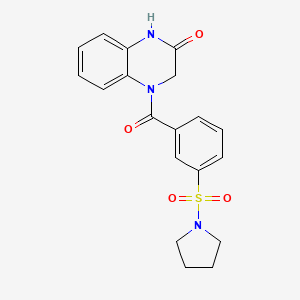molecular formula C19H19N3O4S B4735210 4-[3-(1-pyrrolidinylsulfonyl)benzoyl]-3,4-dihydro-2(1H)-quinoxalinone 