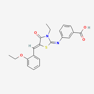 molecular formula C21H20N2O4S B4735305 3-{[5-(2-ethoxybenzylidene)-3-ethyl-4-oxo-1,3-thiazolidin-2-ylidene]amino}benzoic acid 