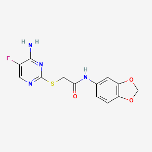 molecular formula C13H11FN4O3S B4735364 2-[(4-amino-5-fluoro-2-pyrimidinyl)thio]-N-1,3-benzodioxol-5-ylacetamide 