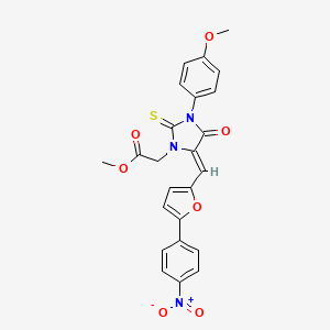 molecular formula C24H19N3O7S B4735374 methyl (3-(4-methoxyphenyl)-5-{[5-(4-nitrophenyl)-2-furyl]methylene}-4-oxo-2-thioxo-1-imidazolidinyl)acetate 