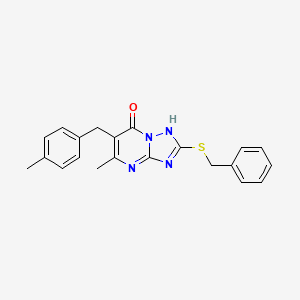molecular formula C21H20N4OS B4735388 2-(benzylthio)-5-methyl-6-(4-methylbenzyl)[1,2,4]triazolo[1,5-a]pyrimidin-7(4H)-one 