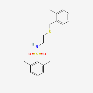 molecular formula C19H25NO2S2 B4735399 2,4,6-trimethyl-N-{2-[(2-methylbenzyl)thio]ethyl}benzenesulfonamide 