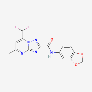 molecular formula C15H11F2N5O3 B4735436 N-1,3-benzodioxol-5-yl-7-(difluoromethyl)-5-methyl[1,2,4]triazolo[1,5-a]pyrimidine-2-carboxamide 