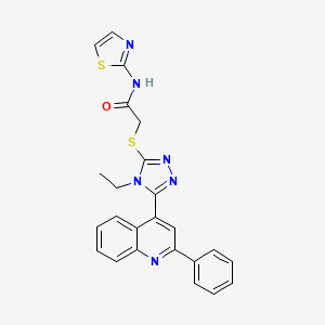 molecular formula C24H20N6OS2 B4735499 2-{[4-ethyl-5-(2-phenyl-4-quinolinyl)-4H-1,2,4-triazol-3-yl]thio}-N-1,3-thiazol-2-ylacetamide 
