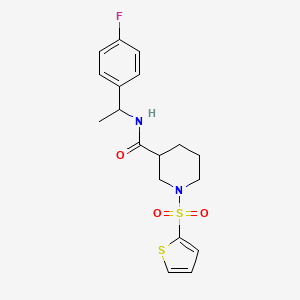 molecular formula C18H21FN2O3S2 B4735505 N-[1-(4-fluorophenyl)ethyl]-1-(2-thienylsulfonyl)-3-piperidinecarboxamide 