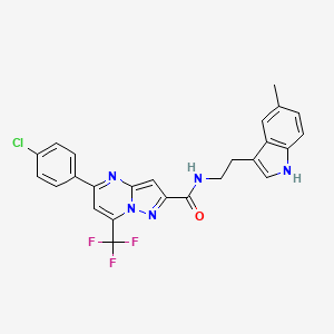 molecular formula C25H19ClF3N5O B4735509 5-(4-chlorophenyl)-N-[2-(5-methyl-1H-indol-3-yl)ethyl]-7-(trifluoromethyl)pyrazolo[1,5-a]pyrimidine-2-carboxamide 