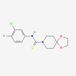 molecular formula C14H16ClFN2O2S B4735538 N-(3-chloro-4-fluorophenyl)-1,4-dioxa-8-azaspiro[4.5]decane-8-carbothioamide 