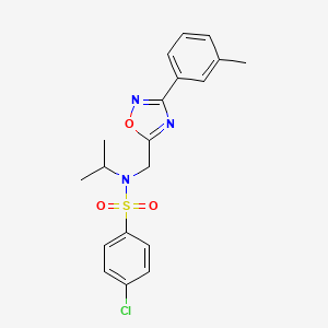 molecular formula C19H20ClN3O3S B4735539 4-chloro-N-isopropyl-N-{[3-(3-methylphenyl)-1,2,4-oxadiazol-5-yl]methyl}benzenesulfonamide 