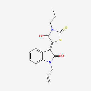 molecular formula C17H16N2O2S2 B4735565 1-allyl-3-(4-oxo-3-propyl-2-thioxo-1,3-thiazolidin-5-ylidene)-1,3-dihydro-2H-indol-2-one 