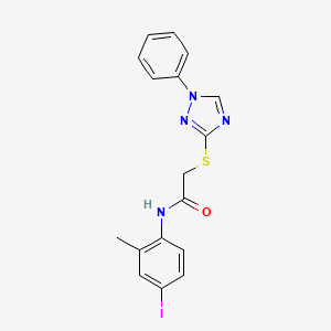 molecular formula C17H15IN4OS B4735589 N-(4-iodo-2-methylphenyl)-2-[(1-phenyl-1H-1,2,4-triazol-3-yl)thio]acetamide 