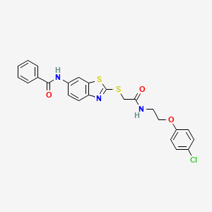 molecular formula C24H20ClN3O3S2 B4735596 N-{2-[(2-{[2-(4-chlorophenoxy)ethyl]amino}-2-oxoethyl)thio]-1,3-benzothiazol-6-yl}benzamide 