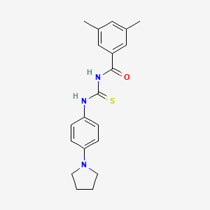 molecular formula C20H23N3OS B4735687 3,5-dimethyl-N-({[4-(1-pyrrolidinyl)phenyl]amino}carbonothioyl)benzamide 