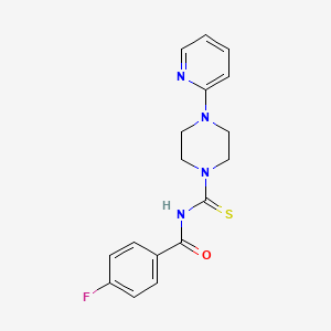 molecular formula C17H17FN4OS B4735700 4-fluoro-N-{[4-(2-pyridinyl)-1-piperazinyl]carbonothioyl}benzamide 