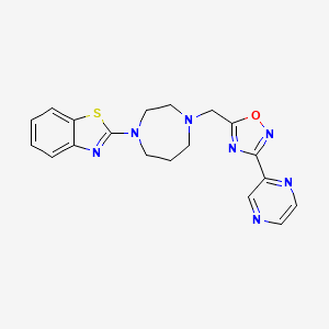 molecular formula C19H19N7OS B4735735 2-(4-{[3-(2-pyrazinyl)-1,2,4-oxadiazol-5-yl]methyl}-1,4-diazepan-1-yl)-1,3-benzothiazole 