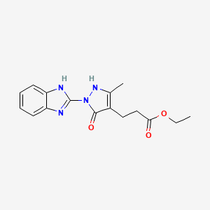 molecular formula C16H18N4O3 B4735762 ethyl 3-[1-(1H-benzimidazol-2-yl)-5-hydroxy-3-methyl-1H-pyrazol-4-yl]propanoate 