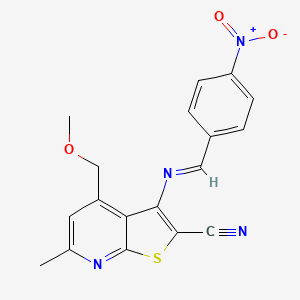 molecular formula C18H14N4O3S B4735779 4-(methoxymethyl)-6-methyl-3-[(4-nitrobenzylidene)amino]thieno[2,3-b]pyridine-2-carbonitrile 