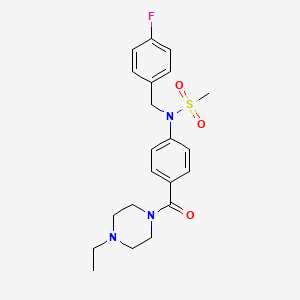 molecular formula C21H26FN3O3S B4735792 N-{4-[(4-ethyl-1-piperazinyl)carbonyl]phenyl}-N-(4-fluorobenzyl)methanesulfonamide 