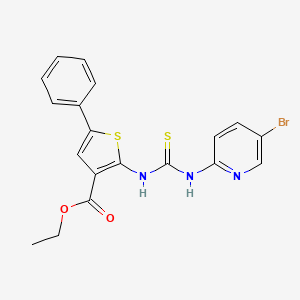 molecular formula C19H16BrN3O2S2 B4735799 ethyl 2-({[(5-bromo-2-pyridinyl)amino]carbonothioyl}amino)-5-phenyl-3-thiophenecarboxylate 