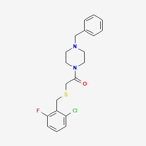 molecular formula C20H22ClFN2OS B4735809 1-benzyl-4-{[(2-chloro-6-fluorobenzyl)thio]acetyl}piperazine 