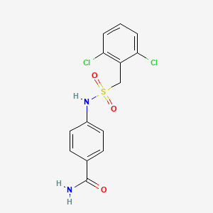 molecular formula C14H12Cl2N2O3S B4735818 4-{[(2,6-dichlorobenzyl)sulfonyl]amino}benzamide 