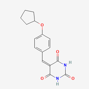 molecular formula C16H16N2O4 B4735822 5-[4-(cyclopentyloxy)benzylidene]-2,4,6(1H,3H,5H)-pyrimidinetrione 