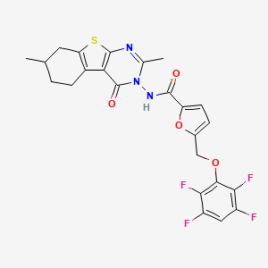molecular formula C24H19F4N3O4S B4735828 N-(2,7-dimethyl-4-oxo-5,6,7,8-tetrahydro[1]benzothieno[2,3-d]pyrimidin-3(4H)-yl)-5-[(2,3,5,6-tetrafluorophenoxy)methyl]-2-furamide 