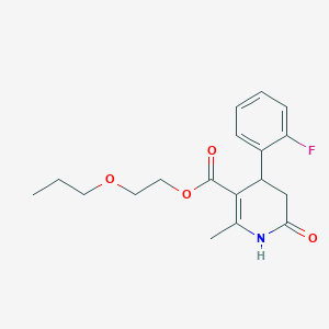 molecular formula C18H22FNO4 B4735835 2-propoxyethyl 4-(2-fluorophenyl)-2-methyl-6-oxo-1,4,5,6-tetrahydro-3-pyridinecarboxylate 