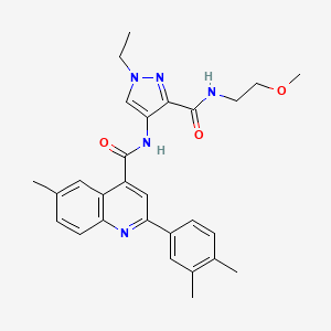 molecular formula C28H31N5O3 B4735882 2-(3,4-dimethylphenyl)-N-(1-ethyl-3-{[(2-methoxyethyl)amino]carbonyl}-1H-pyrazol-4-yl)-6-methyl-4-quinolinecarboxamide 