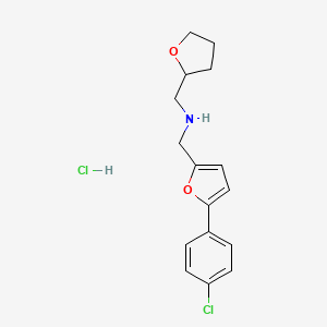 molecular formula C16H19Cl2NO2 B4735898 {[5-(4-chlorophenyl)-2-furyl]methyl}(tetrahydrofuran-2-ylmethyl)amine hydrochloride 