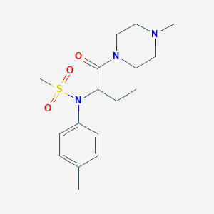 molecular formula C17H27N3O3S B4735907 N-(4-methylphenyl)-N-{1-[(4-methyl-1-piperazinyl)carbonyl]propyl}methanesulfonamide 