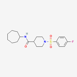 molecular formula C19H27FN2O3S B4735924 N-cycloheptyl-1-[(4-fluorophenyl)sulfonyl]-4-piperidinecarboxamide 
