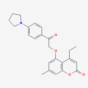 molecular formula C24H25NO4 B4735932 4-ethyl-7-methyl-5-{2-oxo-2-[4-(1-pyrrolidinyl)phenyl]ethoxy}-2H-chromen-2-one 