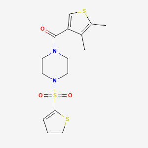 molecular formula C15H18N2O3S3 B4735945 1-[(4,5-dimethyl-3-thienyl)carbonyl]-4-(2-thienylsulfonyl)piperazine 