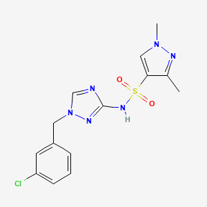 molecular formula C14H15ClN6O2S B4735946 N-[1-(3-chlorobenzyl)-1H-1,2,4-triazol-3-yl]-1,3-dimethyl-1H-pyrazole-4-sulfonamide 