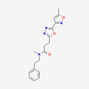 molecular formula C18H20N4O3 B4736029 N-methyl-3-[5-(5-methyl-3-isoxazolyl)-1,3,4-oxadiazol-2-yl]-N-(2-phenylethyl)propanamide 