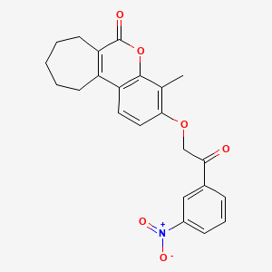molecular formula C23H21NO6 B4736052 4-methyl-3-[2-(3-nitrophenyl)-2-oxoethoxy]-8,9,10,11-tetrahydrocyclohepta[c]chromen-6(7H)-one 