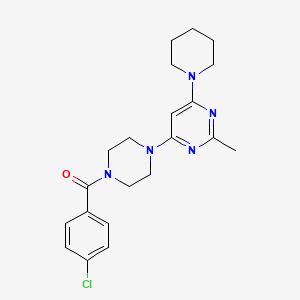 molecular formula C21H26ClN5O B4736094 4-[4-(4-chlorobenzoyl)-1-piperazinyl]-2-methyl-6-(1-piperidinyl)pyrimidine 