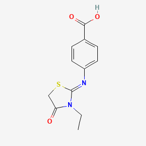 molecular formula C12H12N2O3S B4736113 4-[(3-ethyl-4-oxo-1,3-thiazolidin-2-ylidene)amino]benzoic acid 