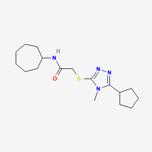 molecular formula C17H28N4OS B4736117 N-cycloheptyl-2-[(5-cyclopentyl-4-methyl-4H-1,2,4-triazol-3-yl)thio]acetamide 