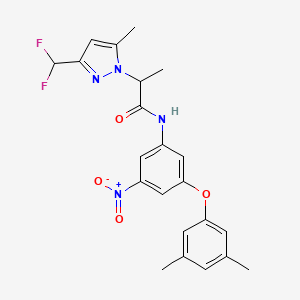 molecular formula C22H22F2N4O4 B4736121 2-[3-(difluoromethyl)-5-methyl-1H-pyrazol-1-yl]-N-[3-(3,5-dimethylphenoxy)-5-nitrophenyl]propanamide 