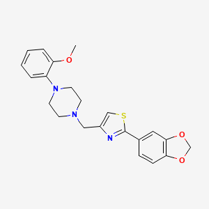 molecular formula C22H23N3O3S B4736223 1-{[2-(1,3-benzodioxol-5-yl)-1,3-thiazol-4-yl]methyl}-4-(2-methoxyphenyl)piperazine 