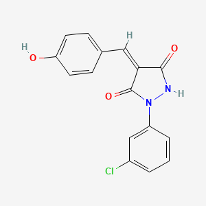 molecular formula C16H11ClN2O3 B4736243 1-(3-chlorophenyl)-4-(4-hydroxybenzylidene)-3,5-pyrazolidinedione 