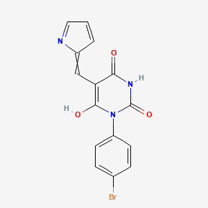 molecular formula C15H10BrN3O3 B4736275 1-(4-bromophenyl)-5-(1H-pyrrol-2-ylmethylene)-2,4,6(1H,3H,5H)-pyrimidinetrione 