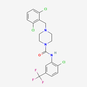 molecular formula C19H17Cl3F3N3O B4736281 N-[2-chloro-5-(trifluoromethyl)phenyl]-4-(2,6-dichlorobenzyl)-1-piperazinecarboxamide 
