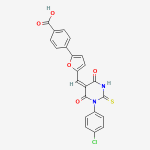 molecular formula C22H13ClN2O5S B4736287 4-(5-{[1-(4-chlorophenyl)-4,6-dioxo-2-thioxotetrahydro-5(2H)-pyrimidinylidene]methyl}-2-furyl)benzoic acid 