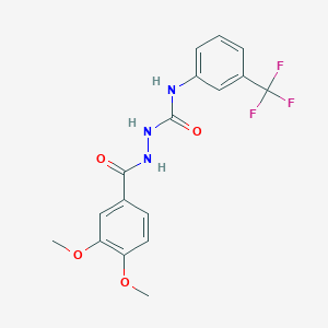 molecular formula C17H16F3N3O4 B4736337 2-(3,4-dimethoxybenzoyl)-N-[3-(trifluoromethyl)phenyl]hydrazinecarboxamide 
