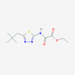 molecular formula C11H17N3O3S B4736350 ethyl {[5-(2,2-dimethylpropyl)-1,3,4-thiadiazol-2-yl]amino}(oxo)acetate 