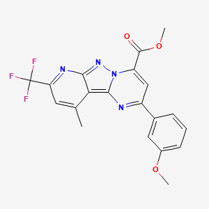 molecular formula C20H15F3N4O3 B4736362 methyl 2-(3-methoxyphenyl)-10-methyl-8-(trifluoromethyl)pyrido[2',3':3,4]pyrazolo[1,5-a]pyrimidine-4-carboxylate 
