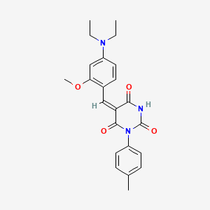 molecular formula C23H25N3O4 B4736364 5-[4-(diethylamino)-2-methoxybenzylidene]-1-(4-methylphenyl)-2,4,6(1H,3H,5H)-pyrimidinetrione 