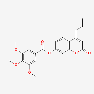 molecular formula C22H22O7 B4736384 2-oxo-4-propyl-2H-chromen-7-yl 3,4,5-trimethoxybenzoate 